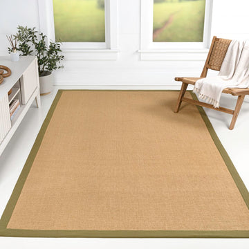 Camden Farmhouse Cottage Border Jute Area Rug